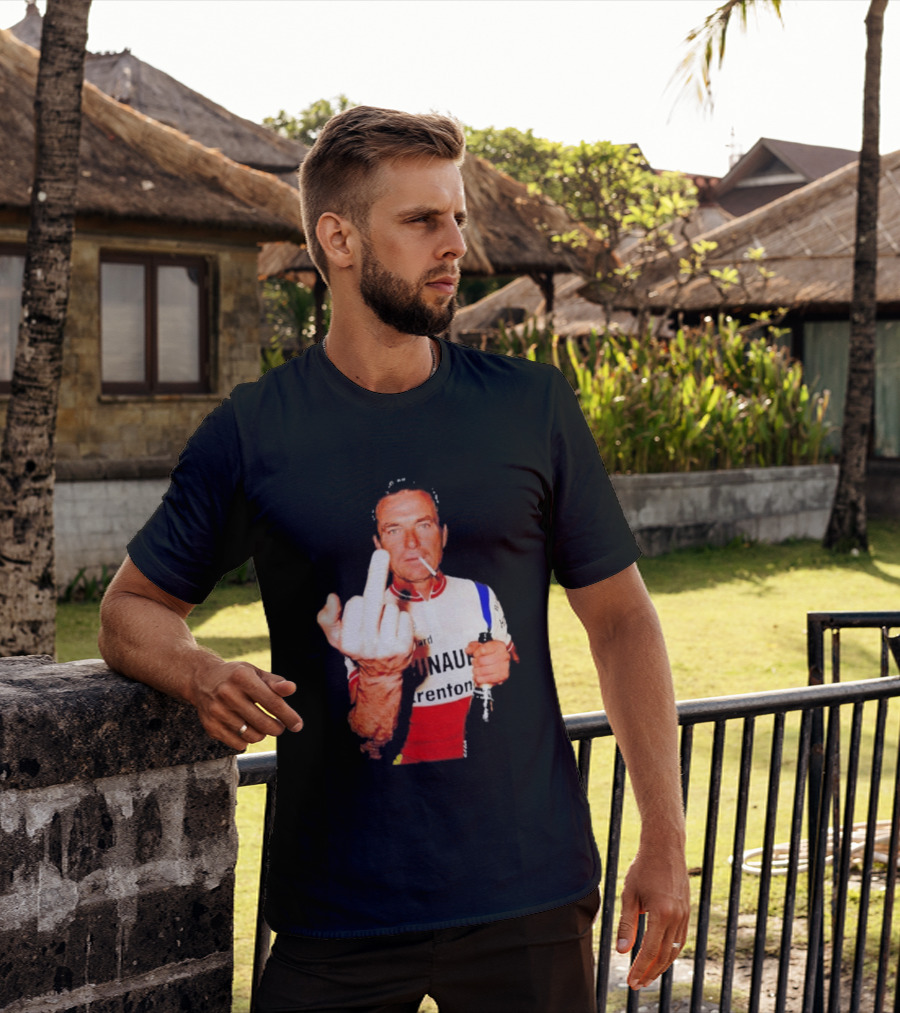 Bernard Hinault Tour De France Cigarette Beer Middle Finger T-Shirt