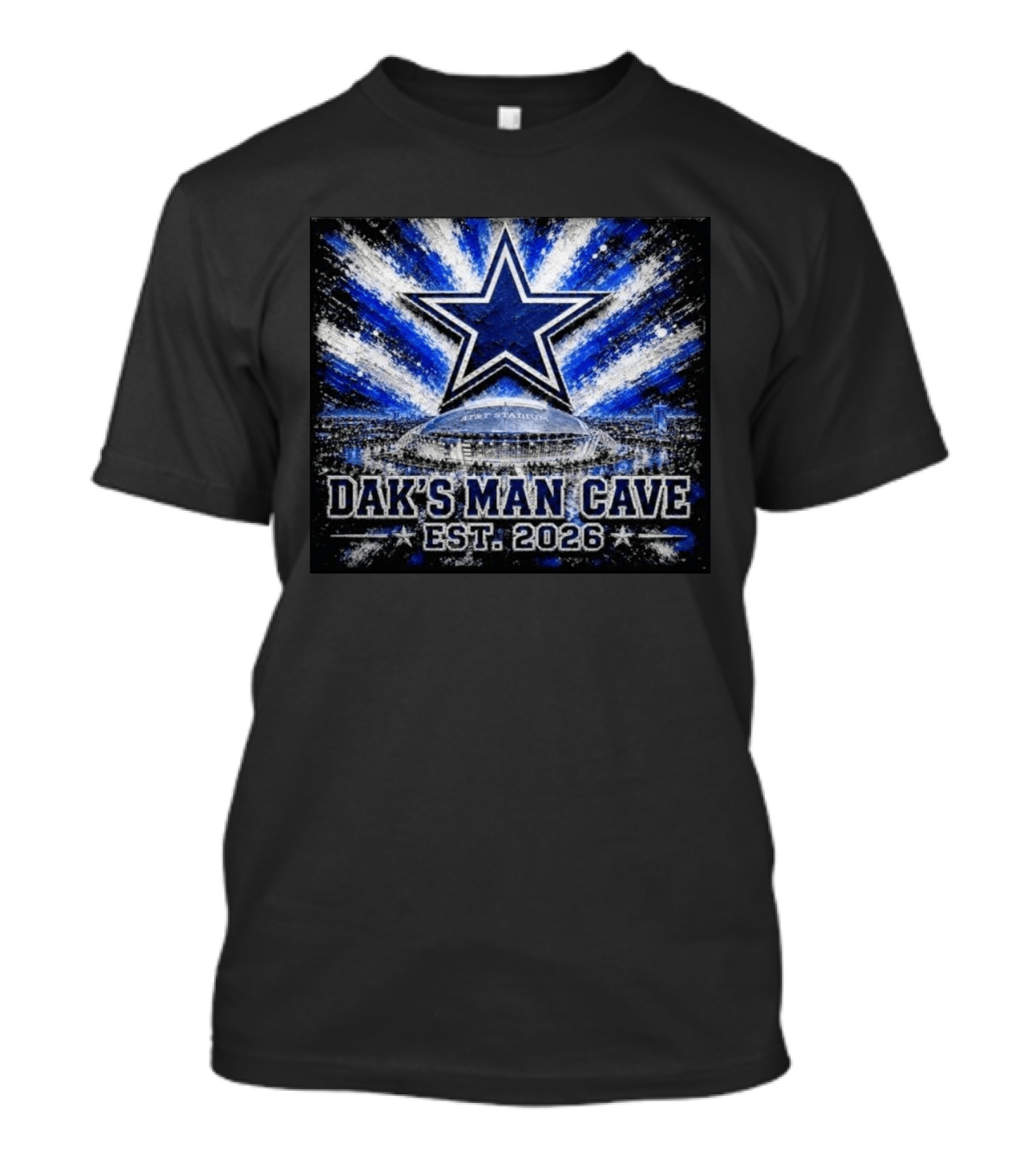 Dallas Cowboys AT&T Stadium Dak's Man Cave Established 2026 Starburst T-Shirt