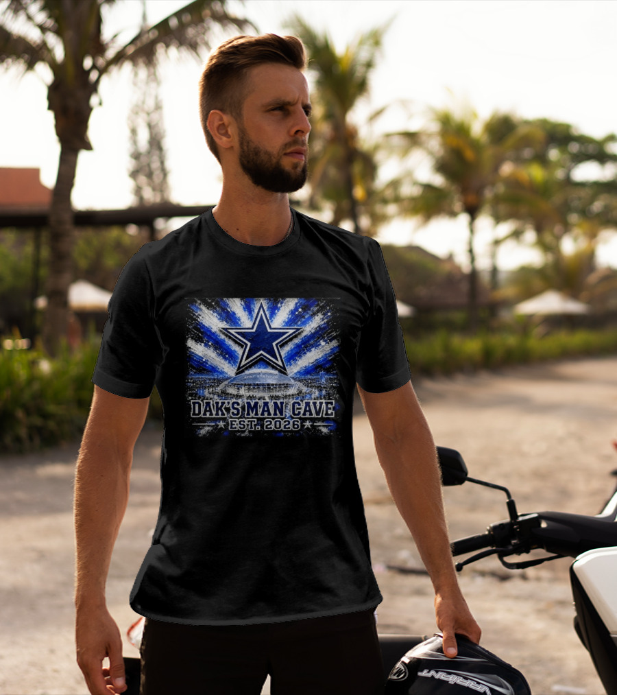 Dallas Cowboys AT&T Stadium Dak's Man Cave Established 2026 Starburst T-Shirt