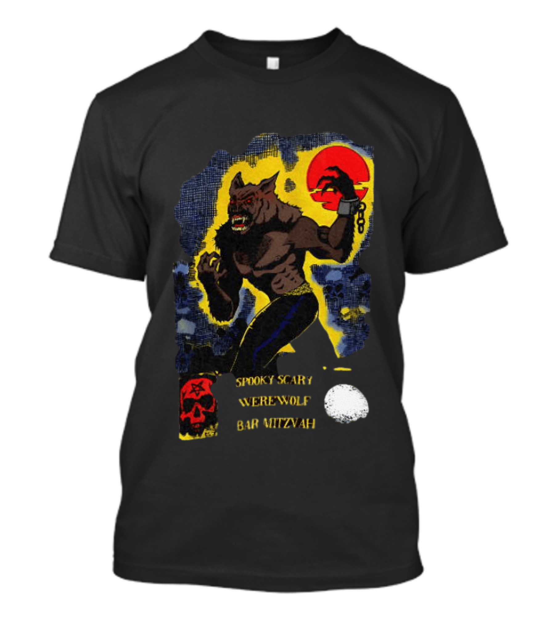 Spooky Scary Werewolf Bar Mitzvah Moonlight Night Zaidi.com T-Shirt