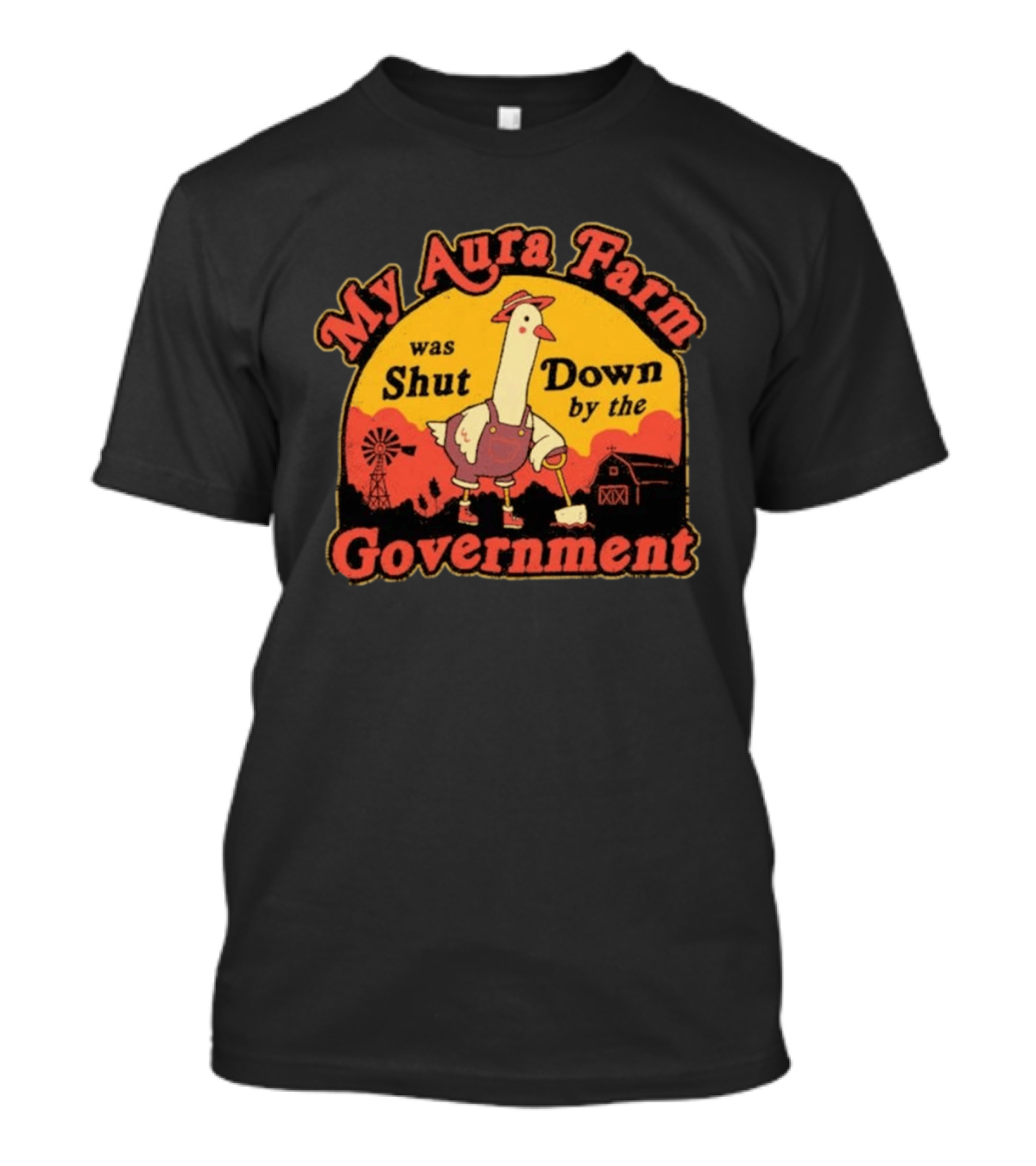 My Aura Farm Was Shut Down By The Government Goose Vintage Farmyard Scene T-Shirt