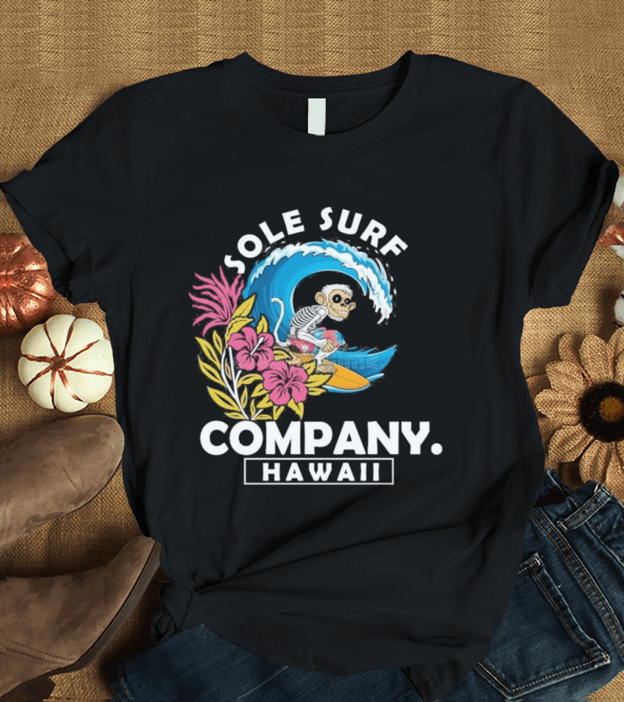 Sole Surf Company Hawaii Monkey Wave Flower Surfing T-Shirt