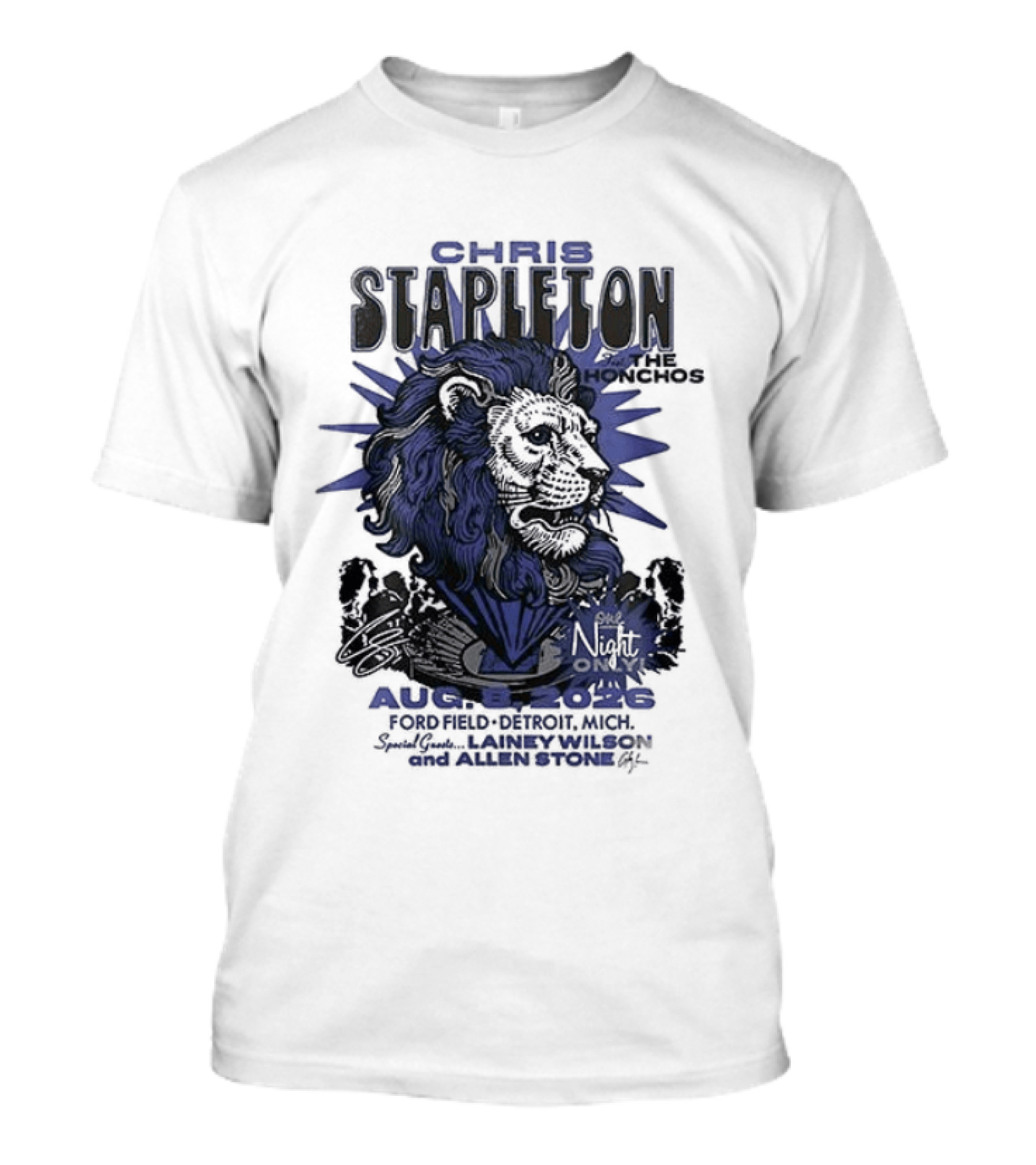 Chris Stapleton Detroit Lions August 2023 Ft The Honchos One Night Only T-Shirt