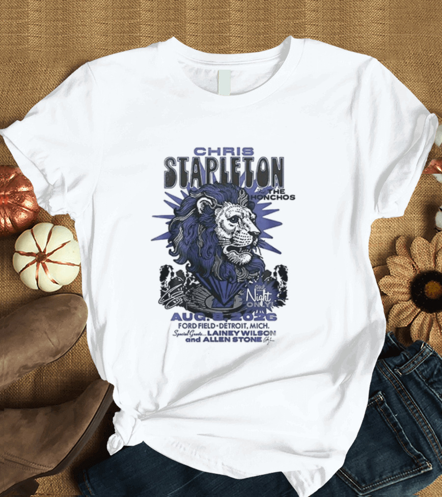 Chris Stapleton Detroit Lions August 2023 Ft The Honchos One Night Only T-Shirt