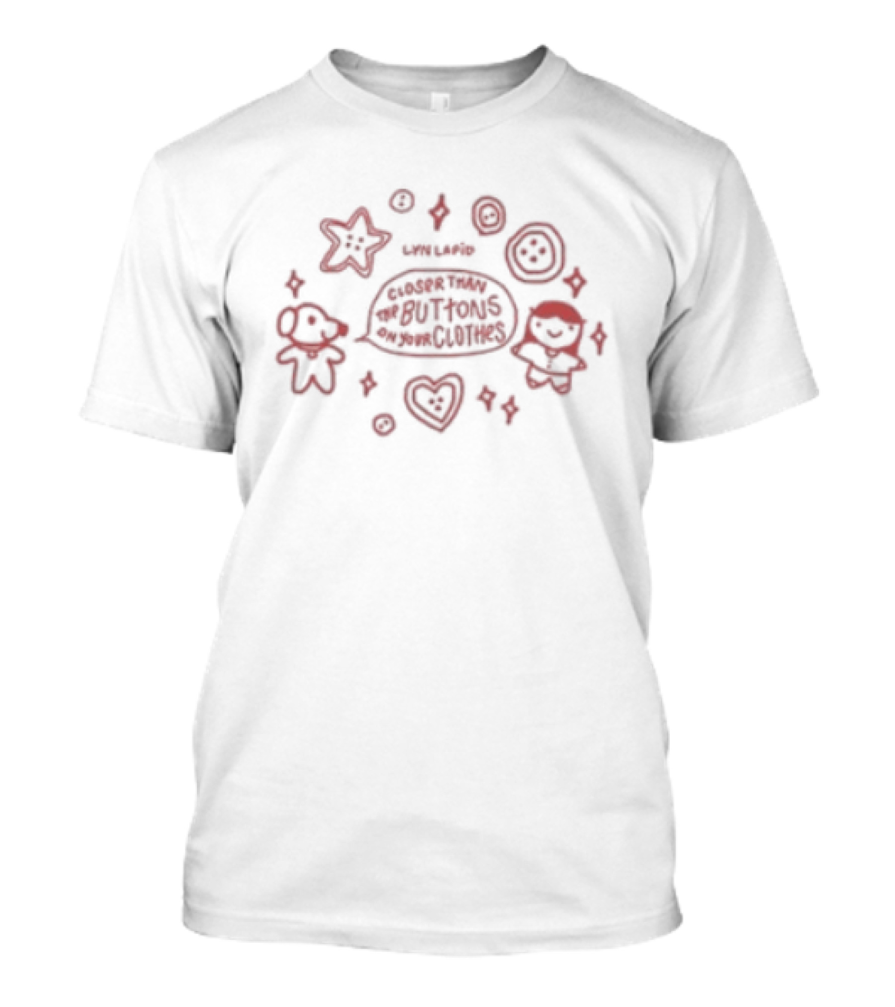 Lyn Lapid Store Buttons Colorful Stars Hearts And Mushroom T-Shirt
