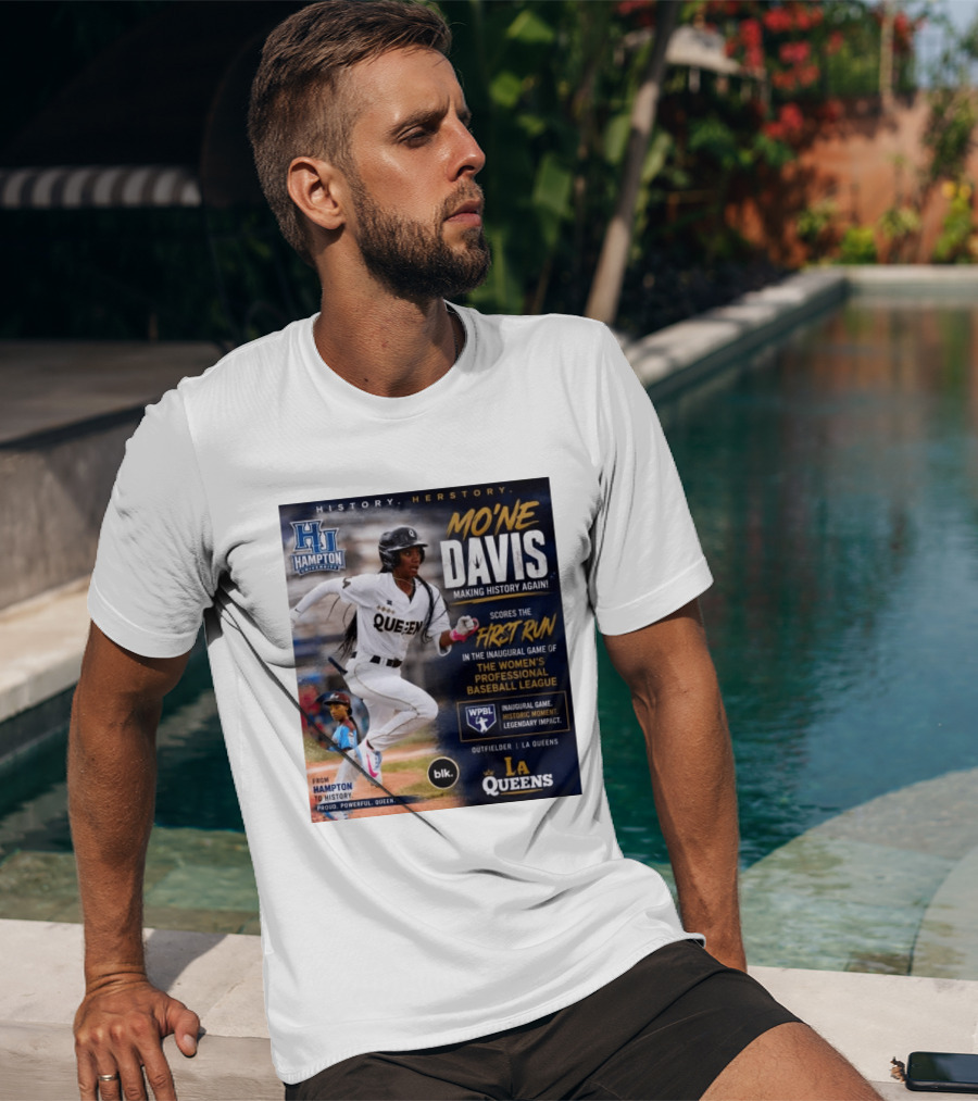 Mo'ne Davis First Run Inaugural Women's Professional Baseball League LA Queens Hampton History T-Shirt