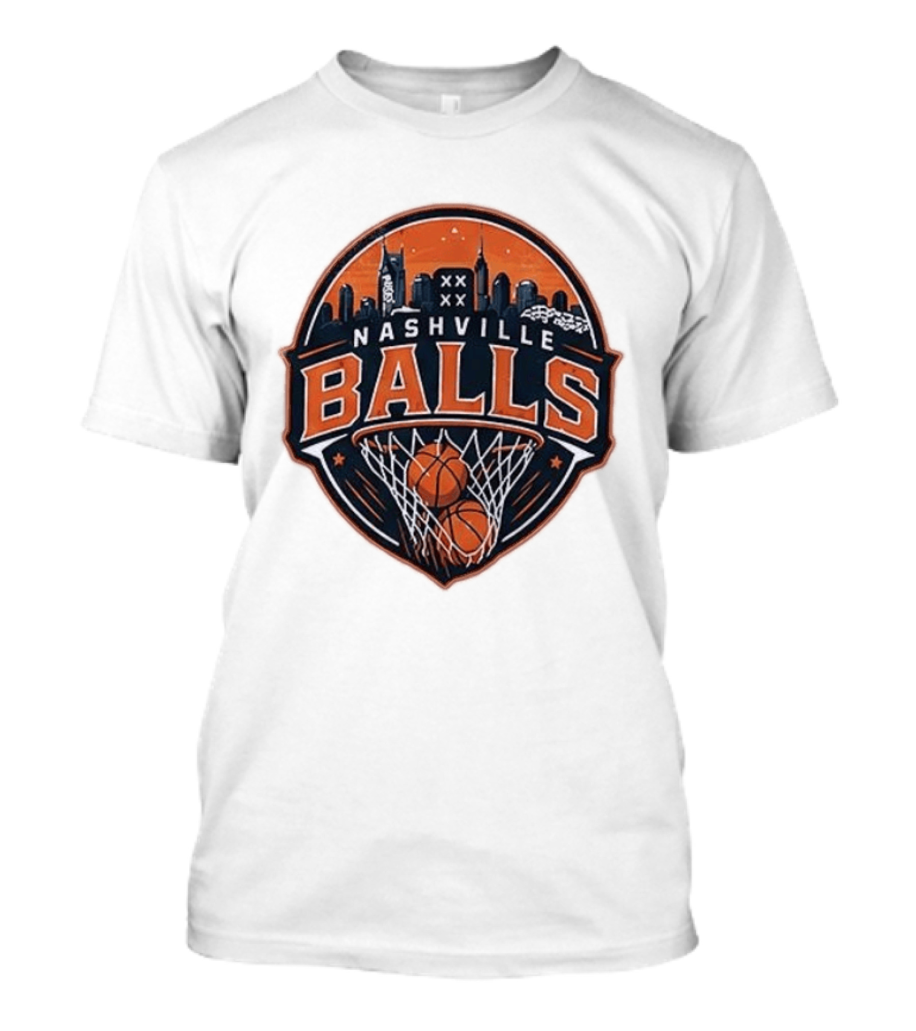 Nashville Balls Basketball Skyline Orange And Black T-Shirt