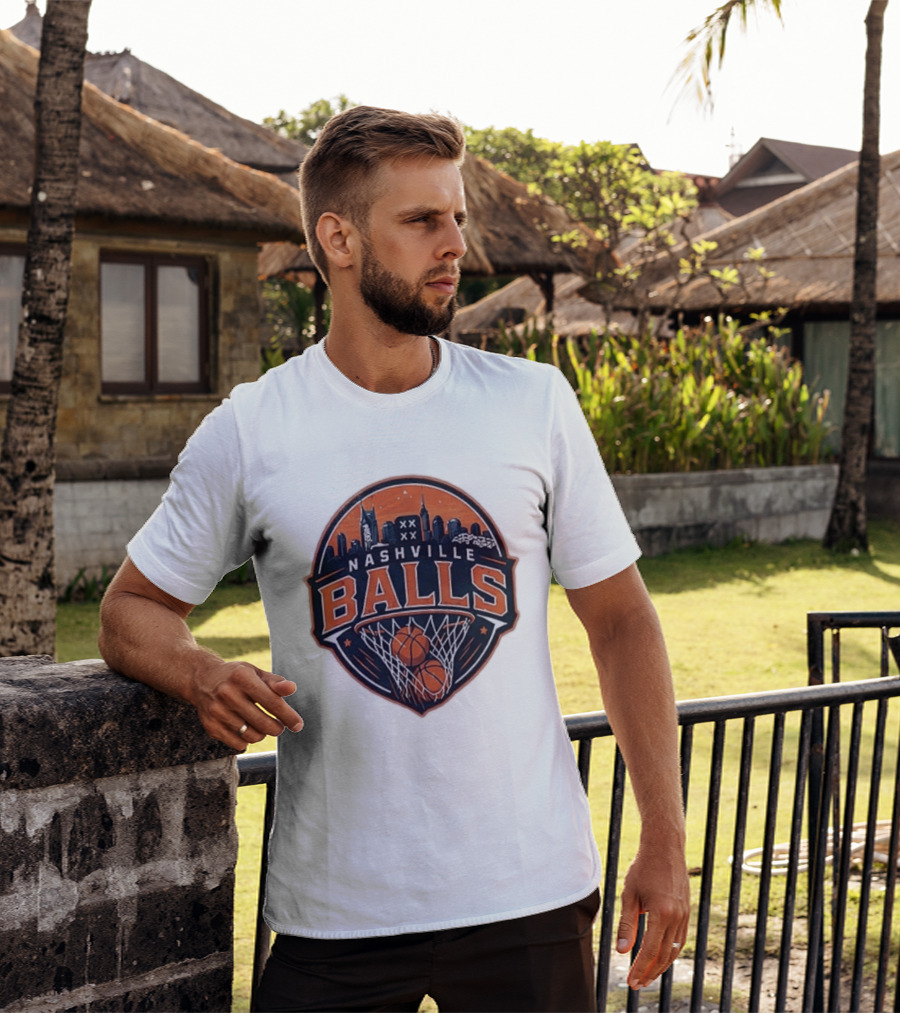 Nashville Balls Basketball Skyline Orange And Black T-Shirt