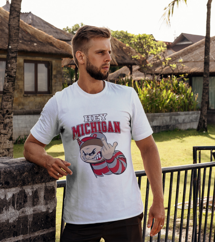 Ohio State Buckeyes Hey Michigan Middle Finger T-Shirt