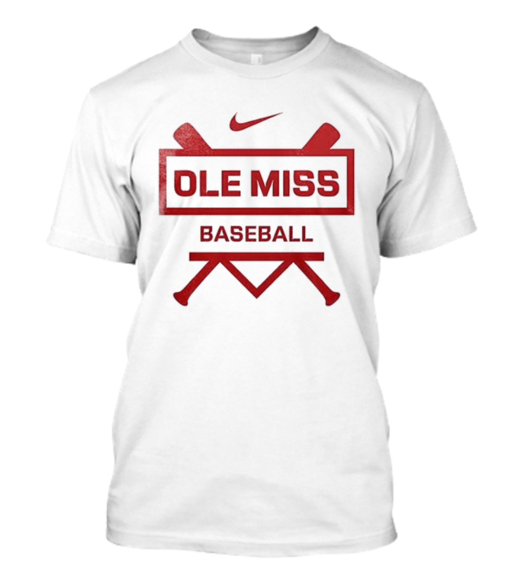 Ole Miss Baseball Nike Let's Go Rebell Crossed Bats T-Shirt