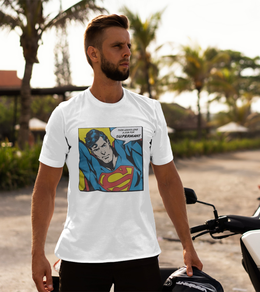This Looks Like A Job For Superman Comic Panel Classic Superman Heroic Pose T-Shirt