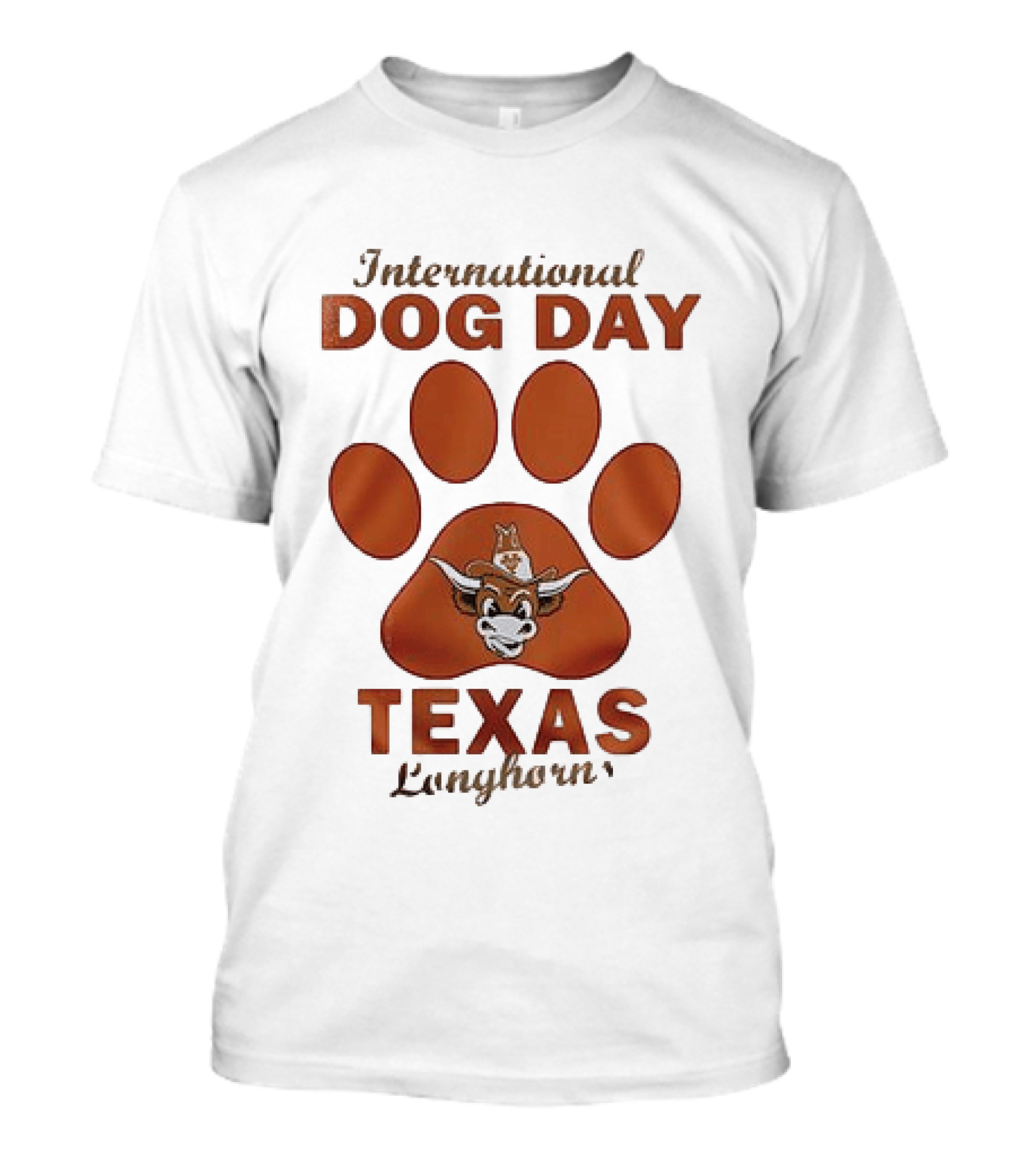 International Dog Day Texas Longhorns Paw Print T-Shirt