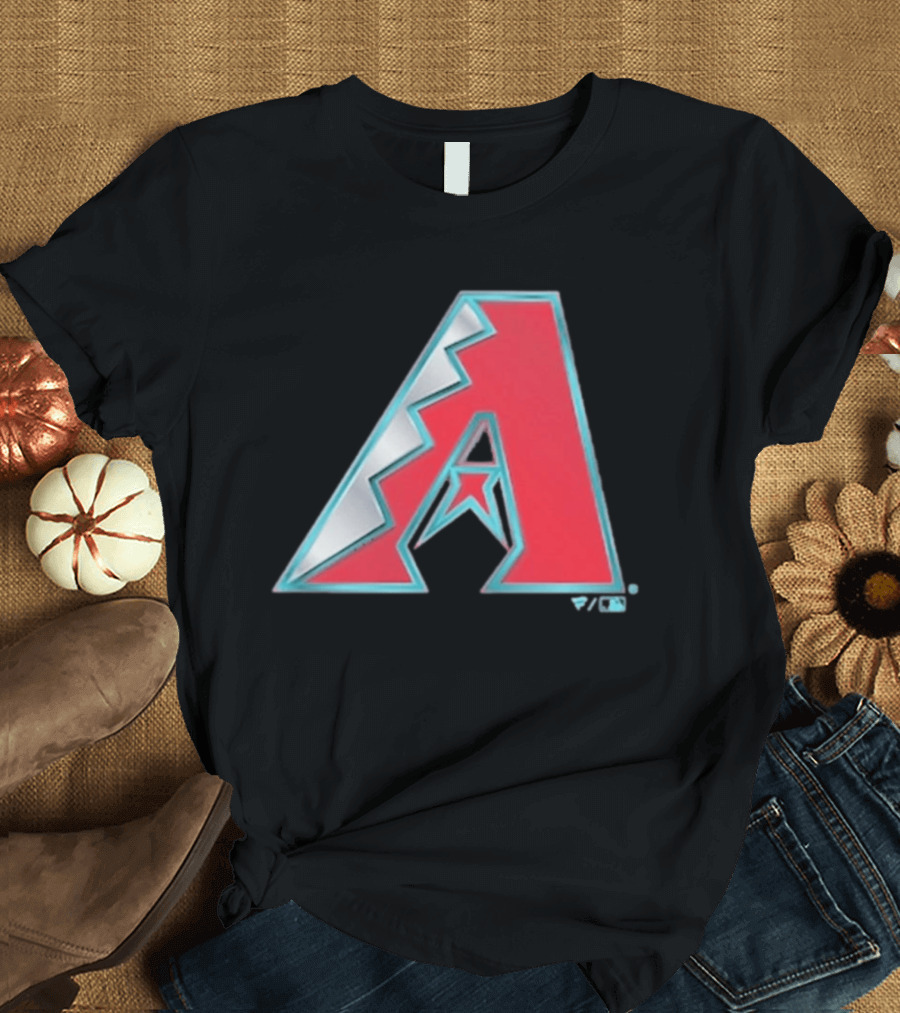 Arizona Diamondbacks Women's Metallic A Logo Red And Silver T-Shirt