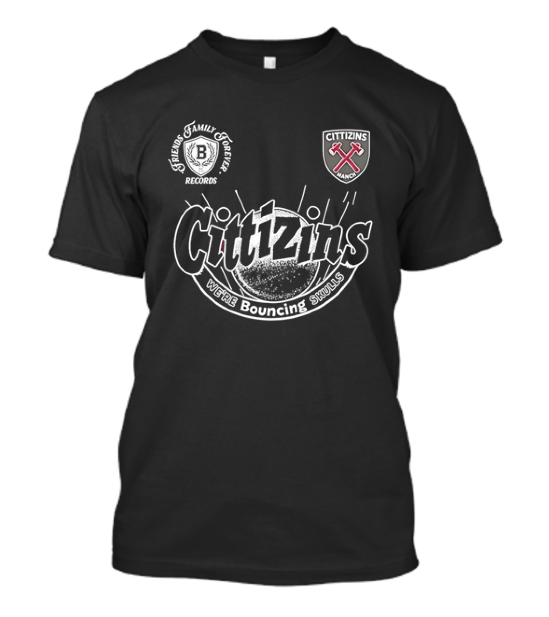 Cittizins We're Bouncing Skulls Friends Family Forever Records Football T-Shirt