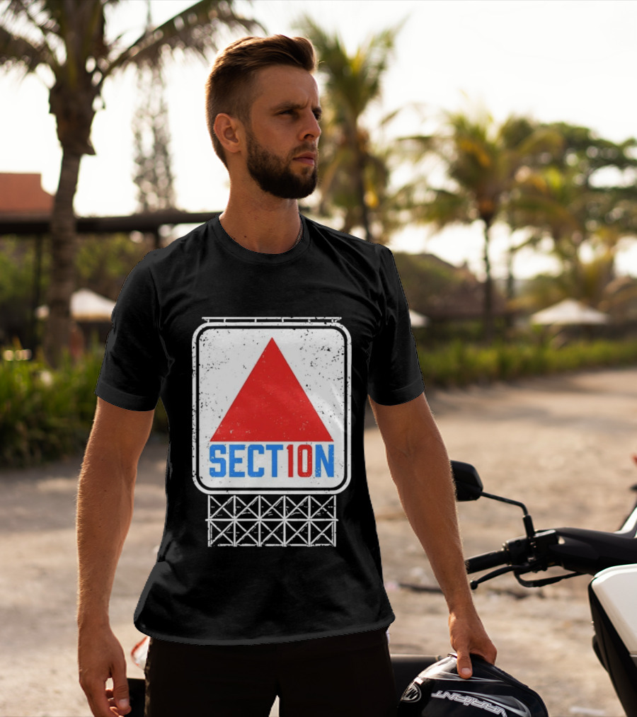 Section 10 Distressed Red Triangle Sign Retro Look S10 T-Shirt