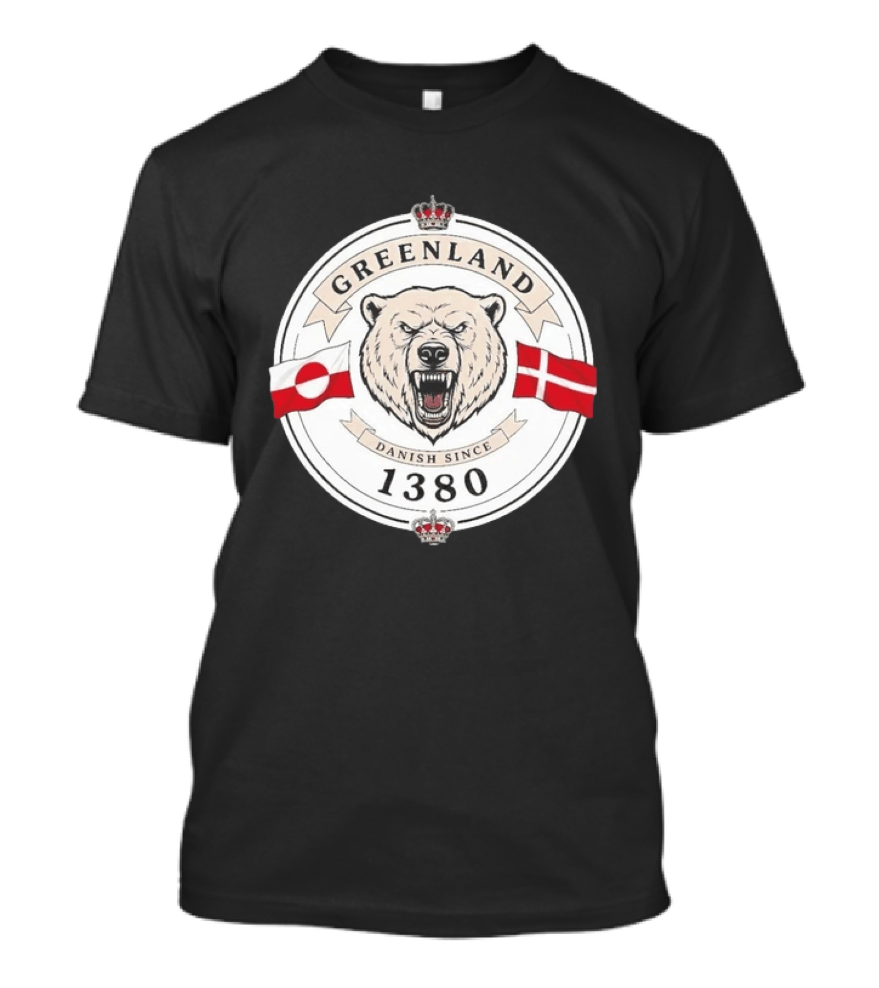 Greenland Danish Since 1380 Polar Bear Flags T-Shirt