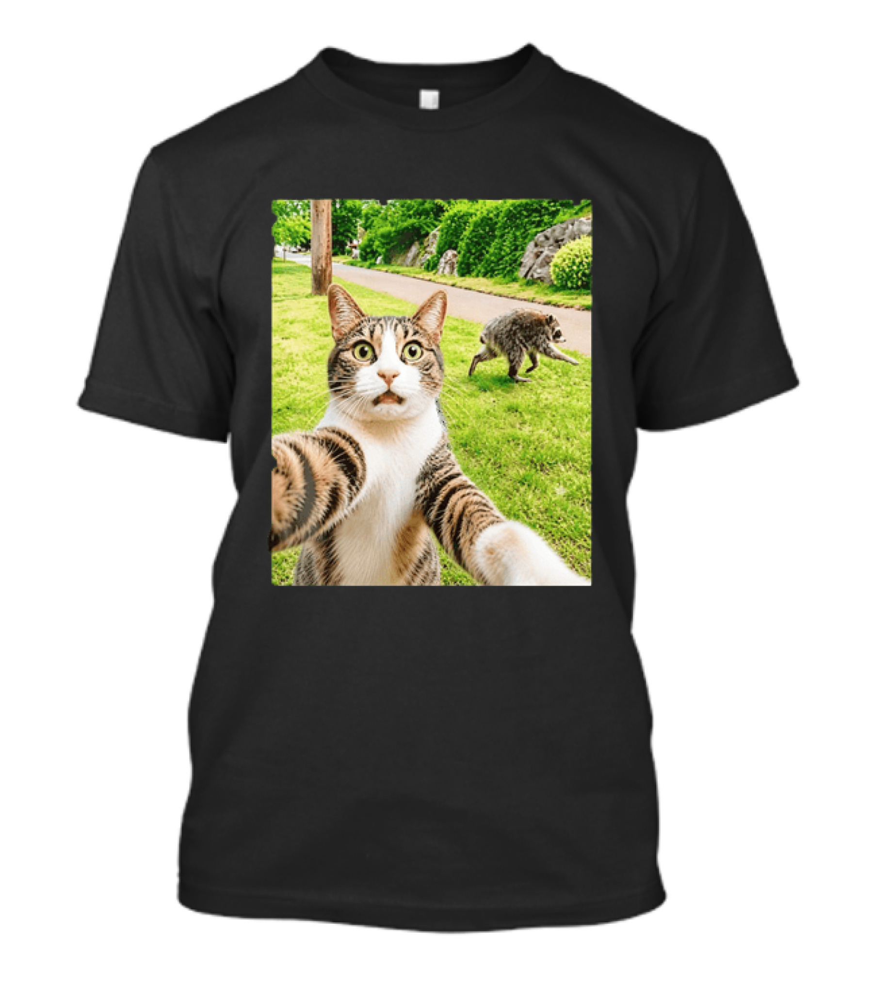 Tabby Cat Selfie With Jimothy Raccoon 2026 Seattle Legend Meme T-Shirt