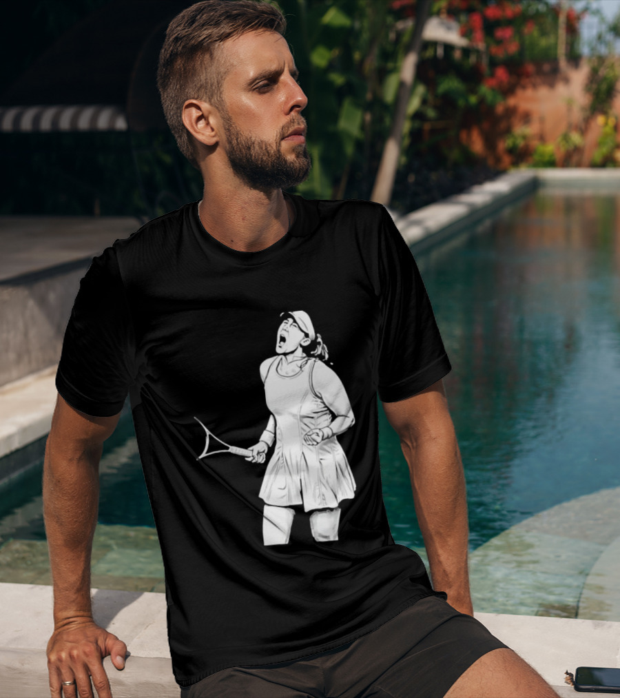 Tennis Player Celebrating Victory Power Grit Determination Black T-Shirt