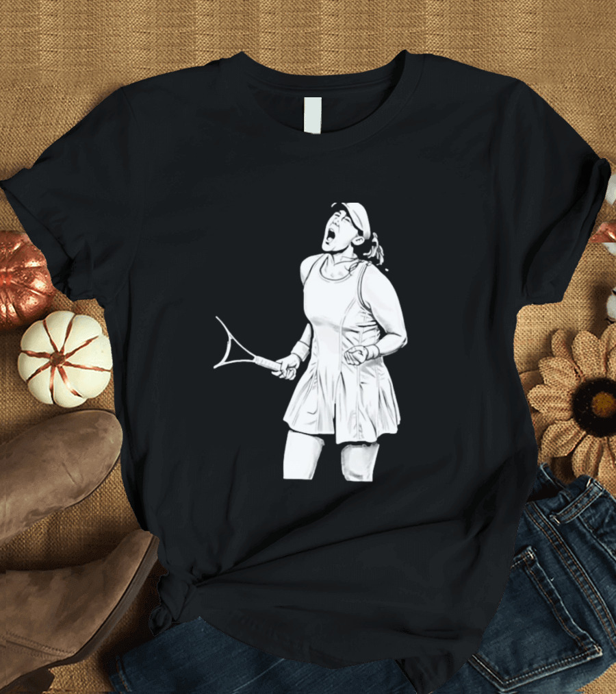 Tennis Player Celebrating Victory Power Grit Determination Black T-Shirt