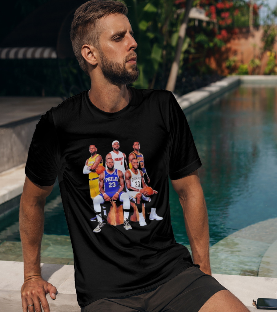 Lebron James 76ers Lakers Heat Cavaliers Basketball Player Iconic Jerseys 2026 T-Shirt