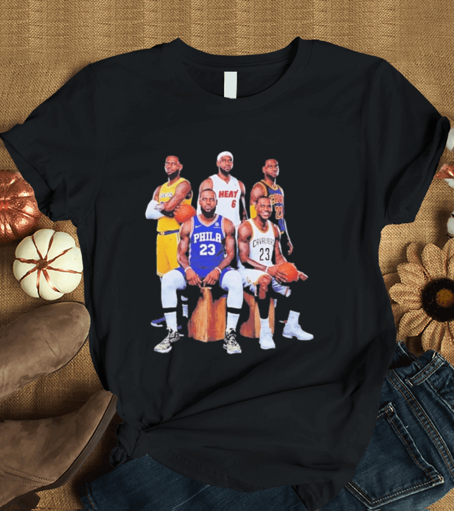 Lebron James 76ers Lakers Heat Cavaliers Basketball Player Iconic Jerseys 2026 T-Shirt
