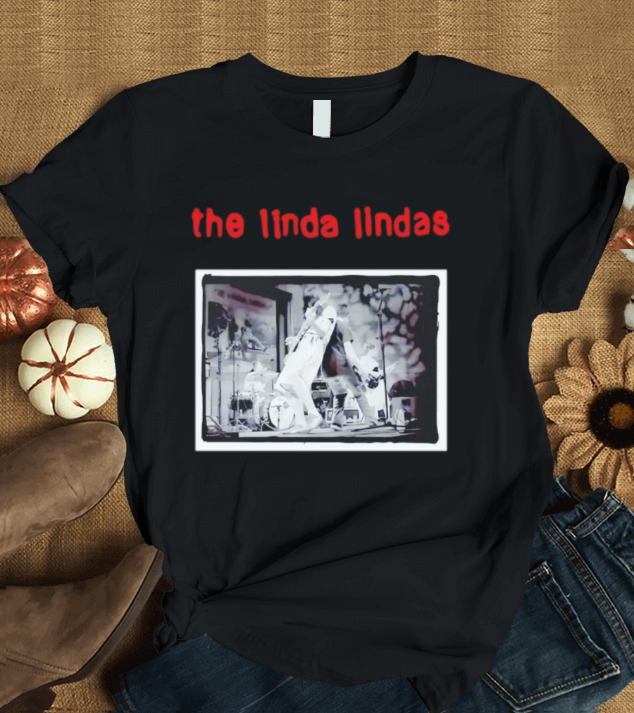 The Linda Lindas Live Performance Punk Rock Black And White Stage Scene T-Shirt