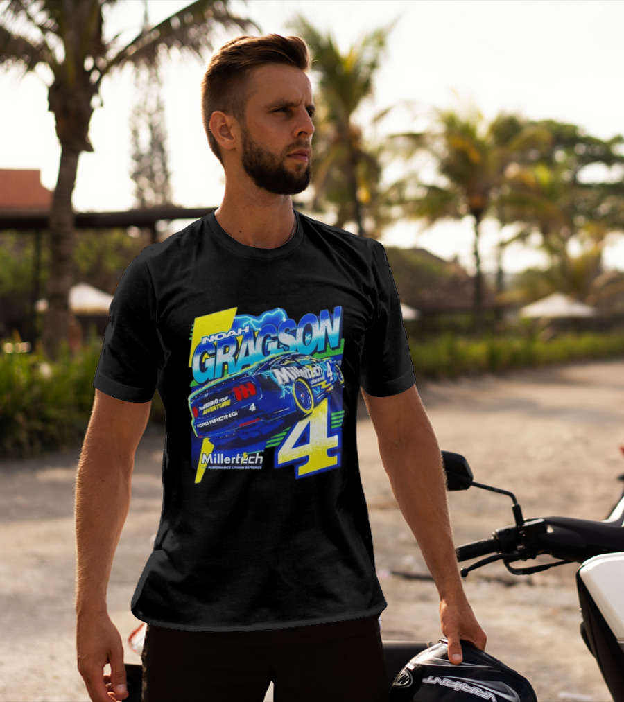 Noah Gragson Millertech Performance Lithium Batteries No 4 Ford Racing Powering Your Adventure T-Shirt