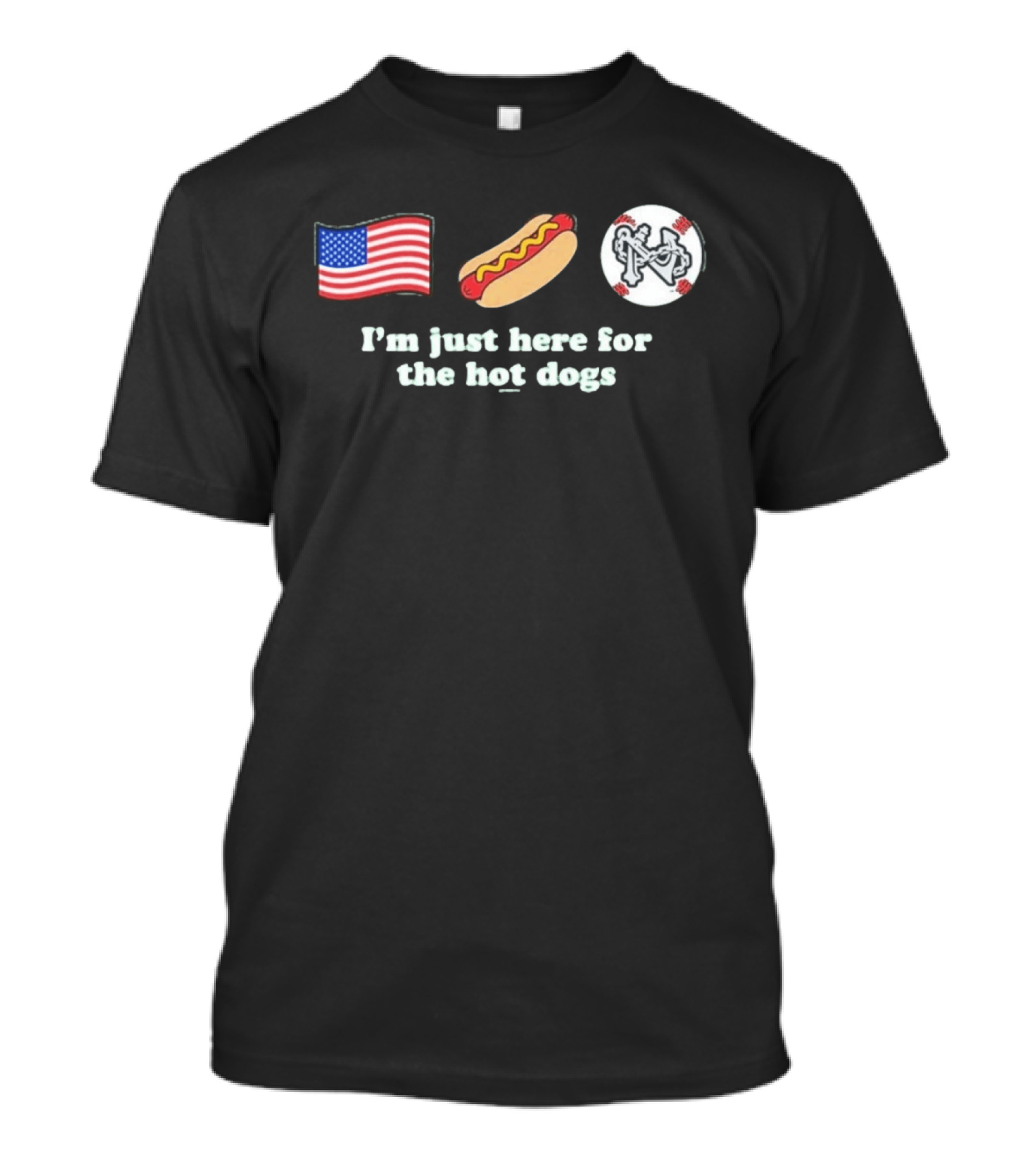 Norfolk Tides American Flag Baseball I'm Just Here For The Hot Dogs T-Shirt