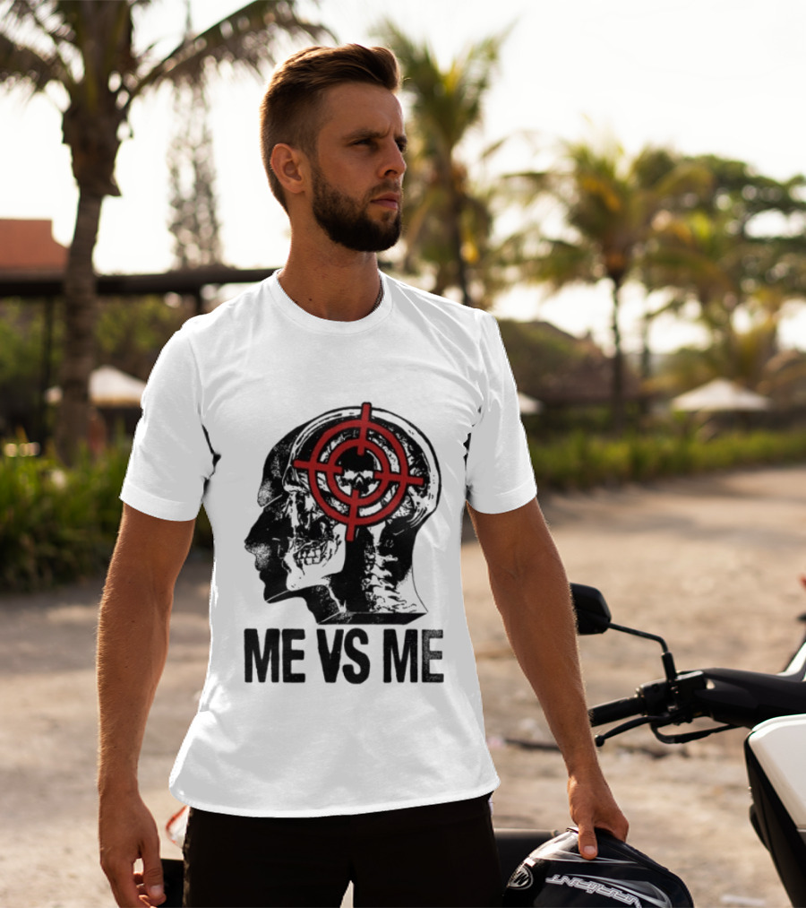 Get A Real Job Kid Store Me Vs Me White Target Head T-Shirt