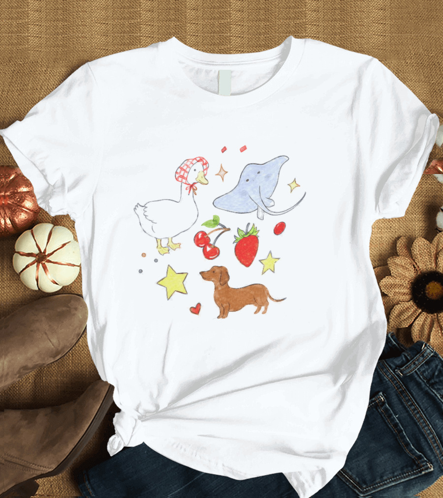Goose Stingray Strawberry Cherry Dachshund Stars Nature T-Shirt