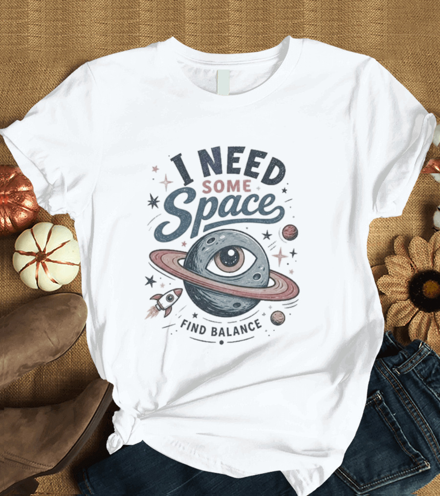 I Need Some Space Find Balance Planet Rocket T-Shirt