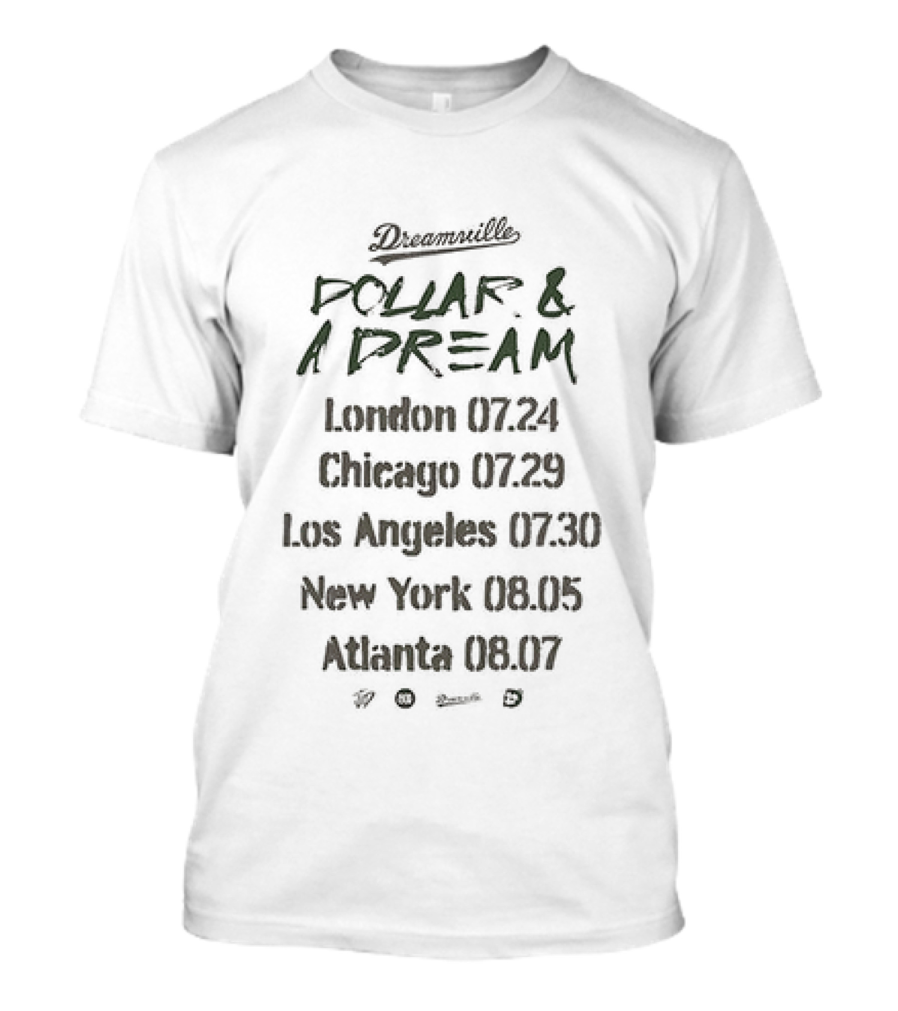 Dreamville Dollar And A Dream Tour Dates London Chicago Los Angeles New York Atlanta T-Shirt