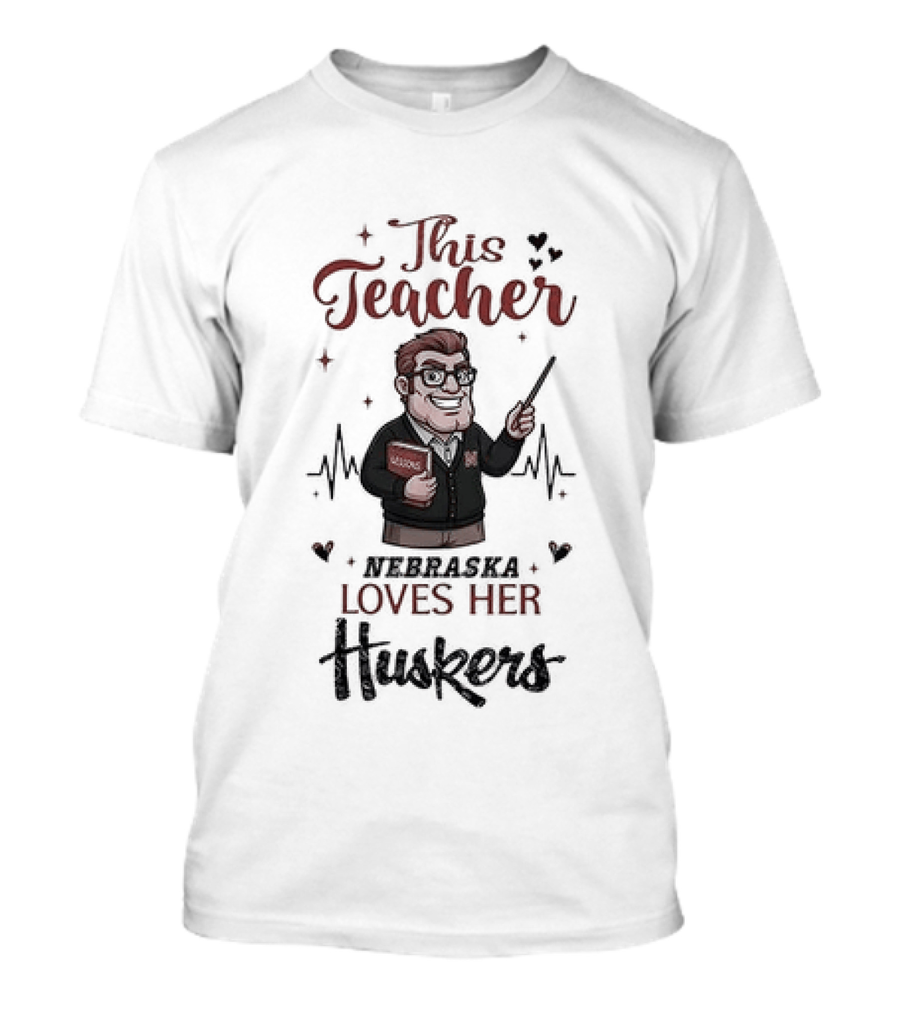 This Teacher Loves Her Huskers Football Nebraska Cornhuskers T-Shirt