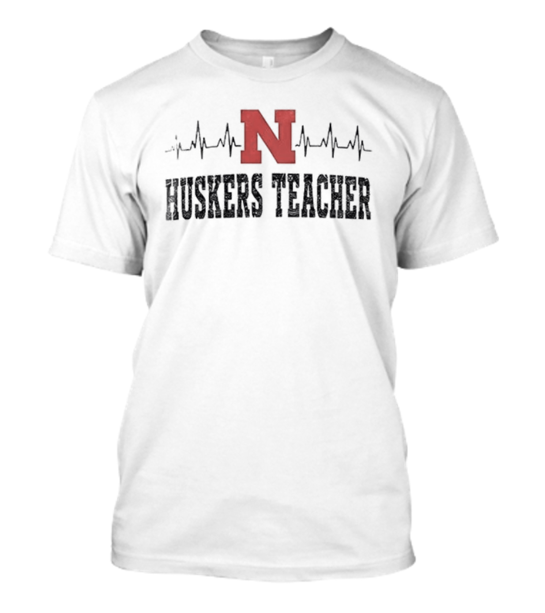 Nebraska Huskers Teacher Heartbeat Football Fan T-Shirt