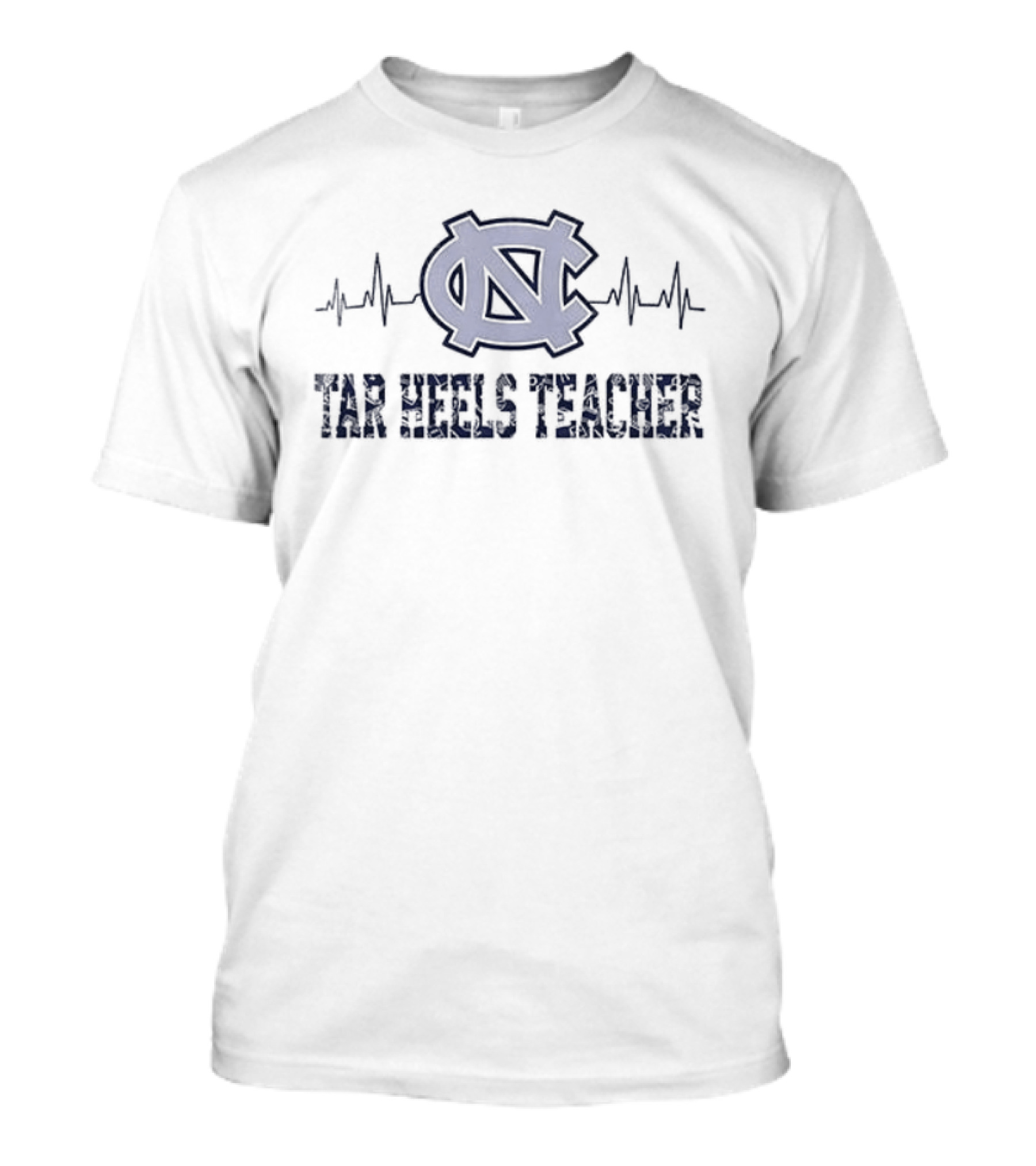North Carolina Tar Heels Teacher Heartbeat Football Edition T-Shirt