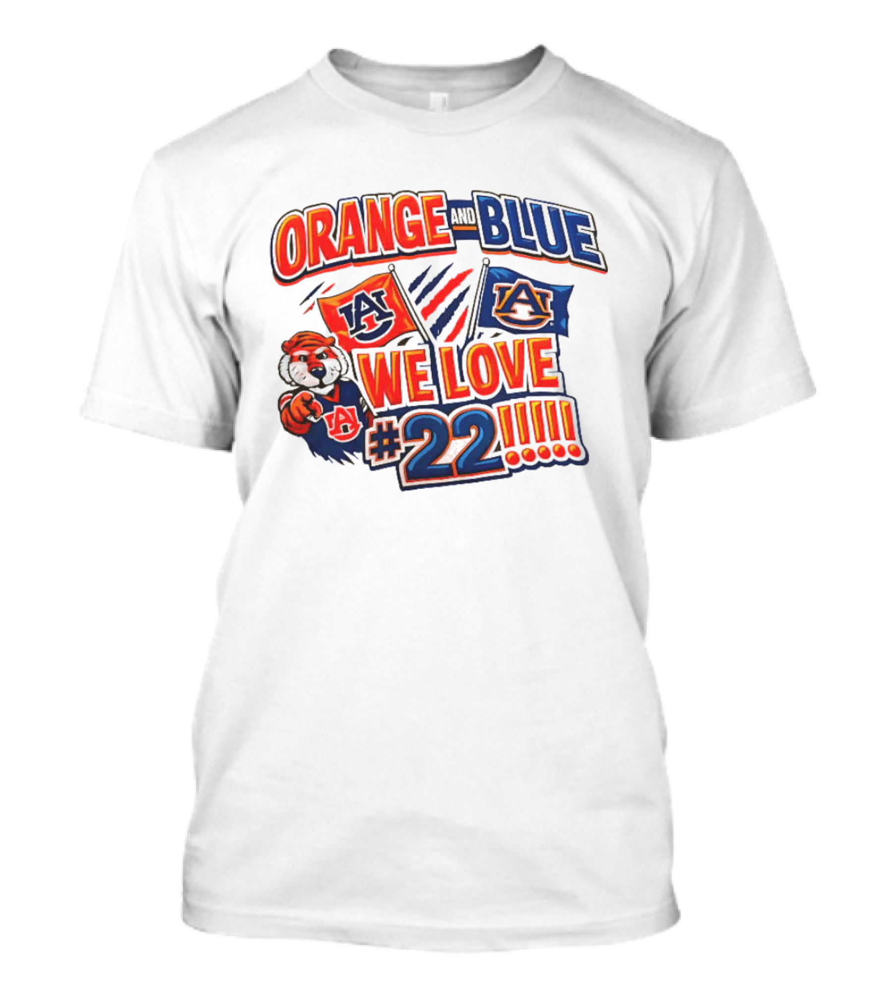 Auburn Tigers Orange And Blue We Love #22 Paws Up Enthusiasts T-Shirt