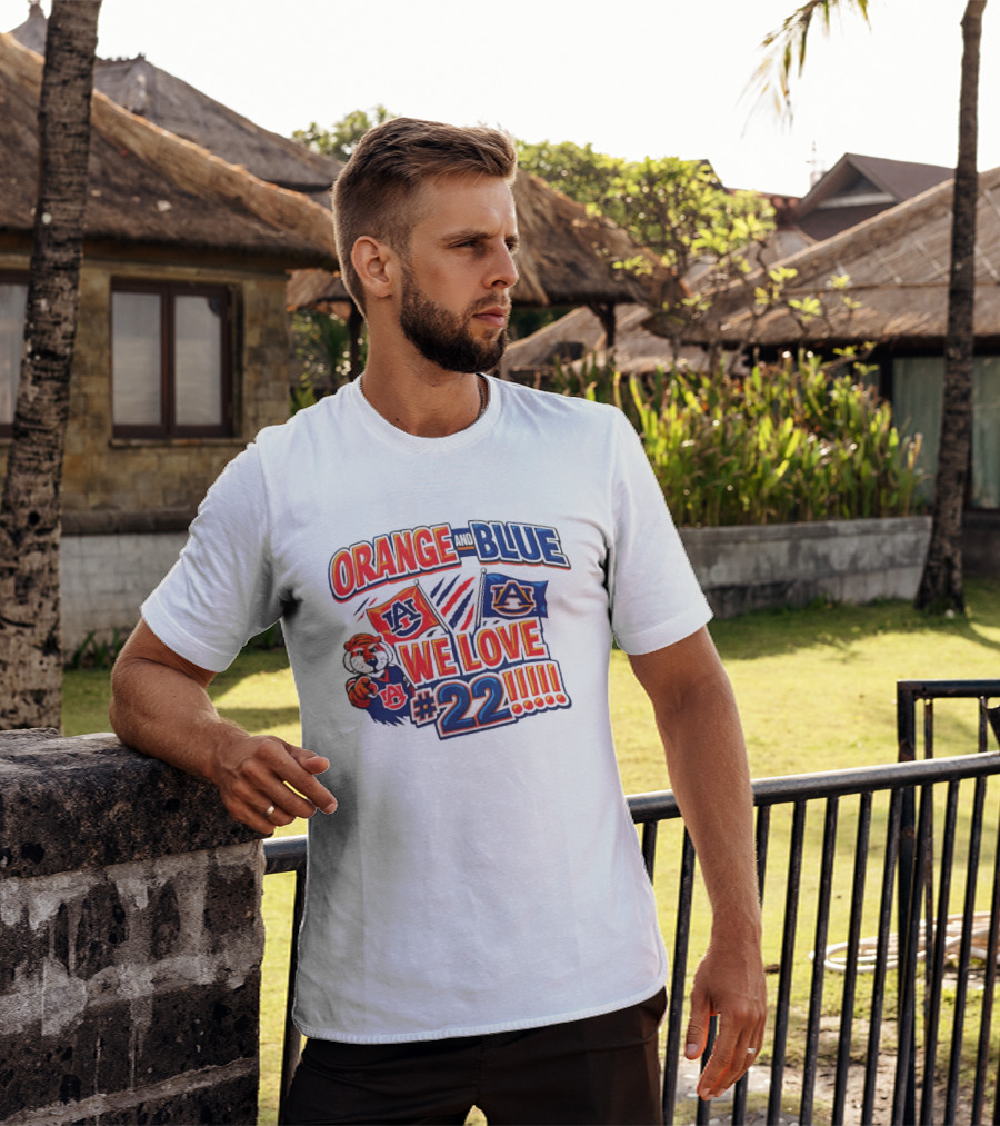 Auburn Tigers Orange And Blue We Love #22 Paws Up Enthusiasts T-Shirt