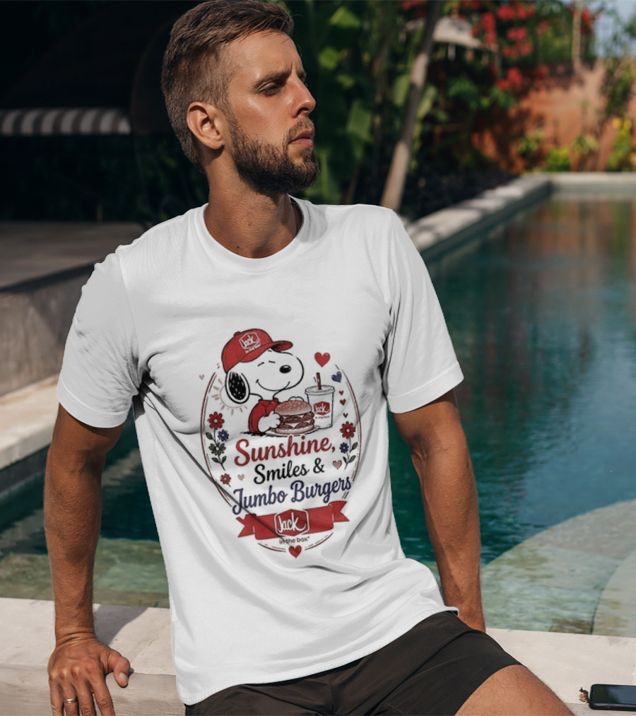 Peanuts Snoopy Sunshine Smiles Jumbo Burgers Collaboration With Jack In The Box T-Shirt