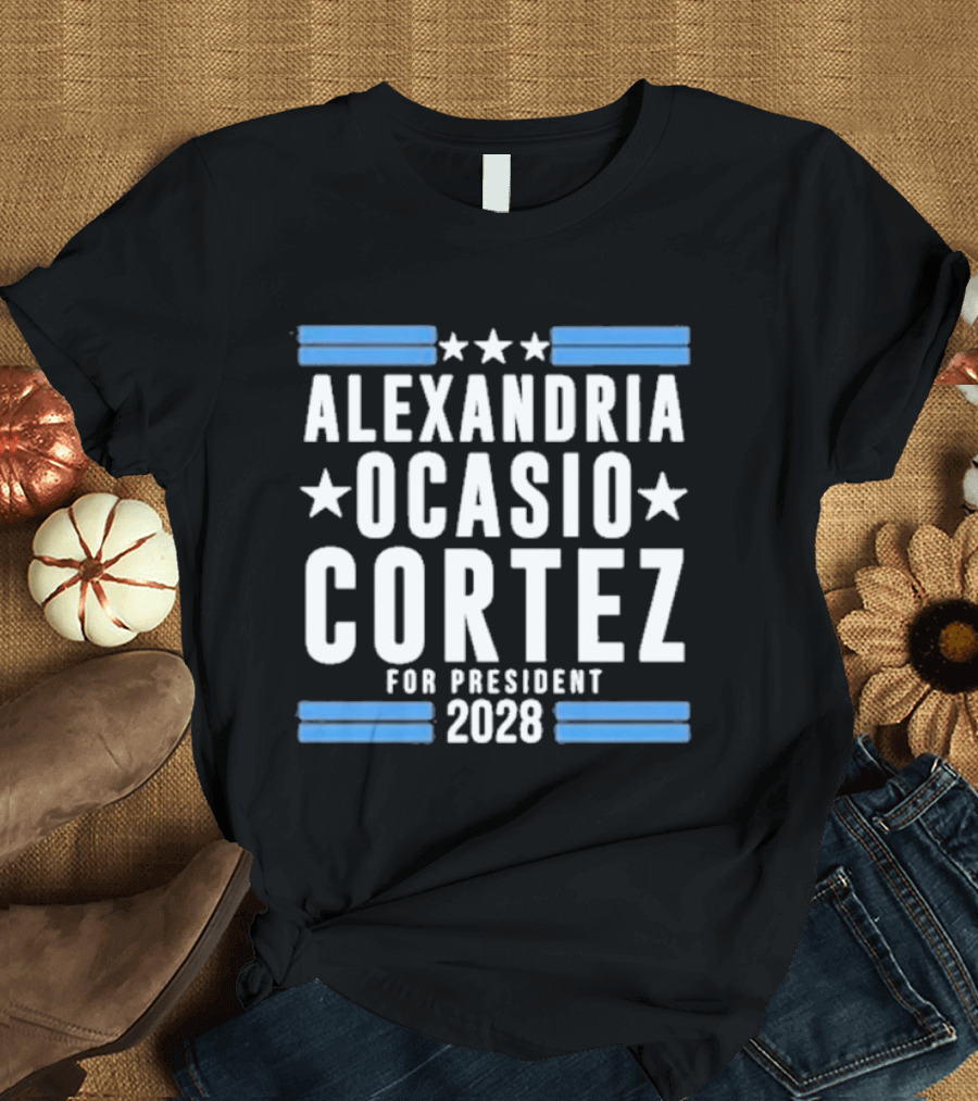 Alexandria Ocasio Cortez For President 2028 Stars Stripes Campaign T-Shirt