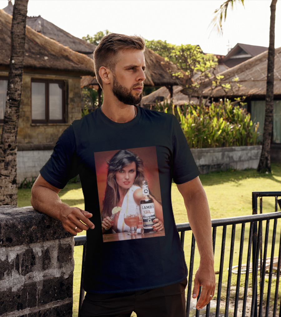 Lamb's Navy Rum Caroline Munro Orange Juice Cocktail Advertising T-Shirt