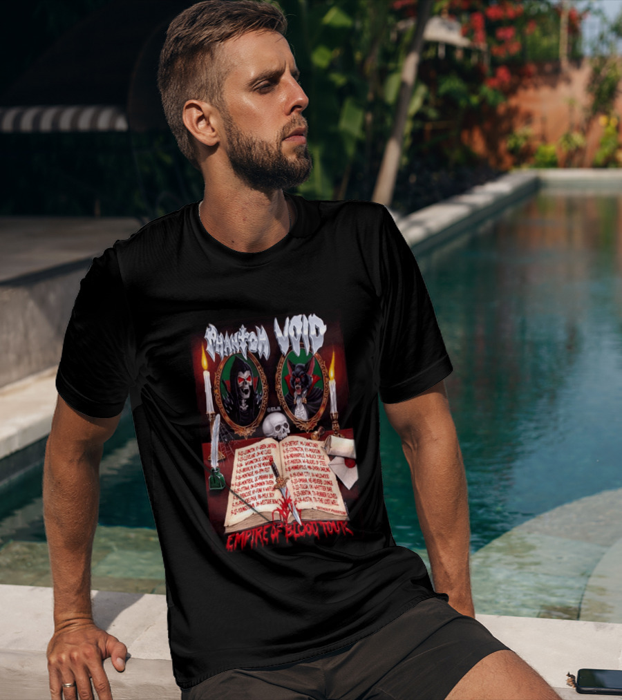 Phantom VOID 2026 Empire Of Blood Tour Dates And Locations Featuring Vampire Imagery And Candles T-Shirt