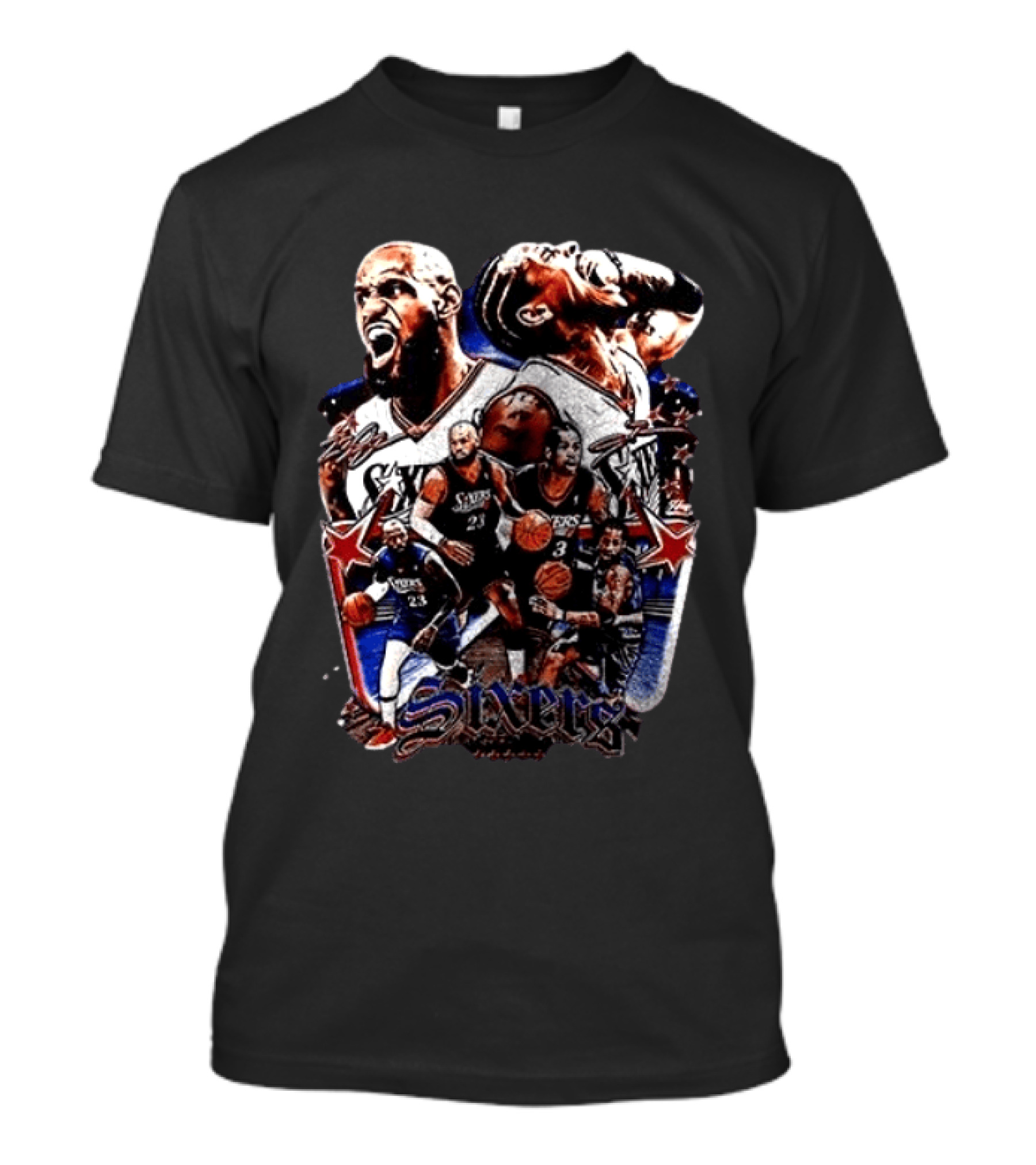 Philadelphia Sixers LeBron James Allen Iverson Crossover Collage T-Shirt