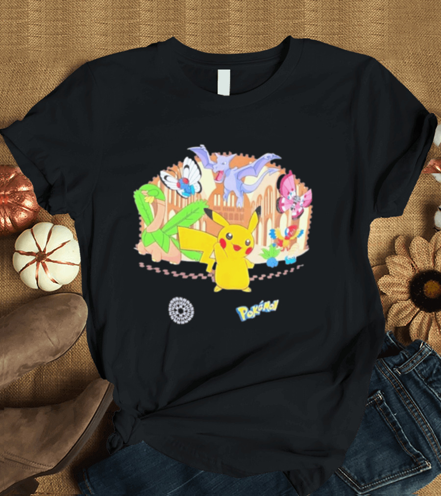 Pokecology Pikachu Aerodactyl Butterfree Vivillon Lileep Natural History Museum Collaboration T-Shirt