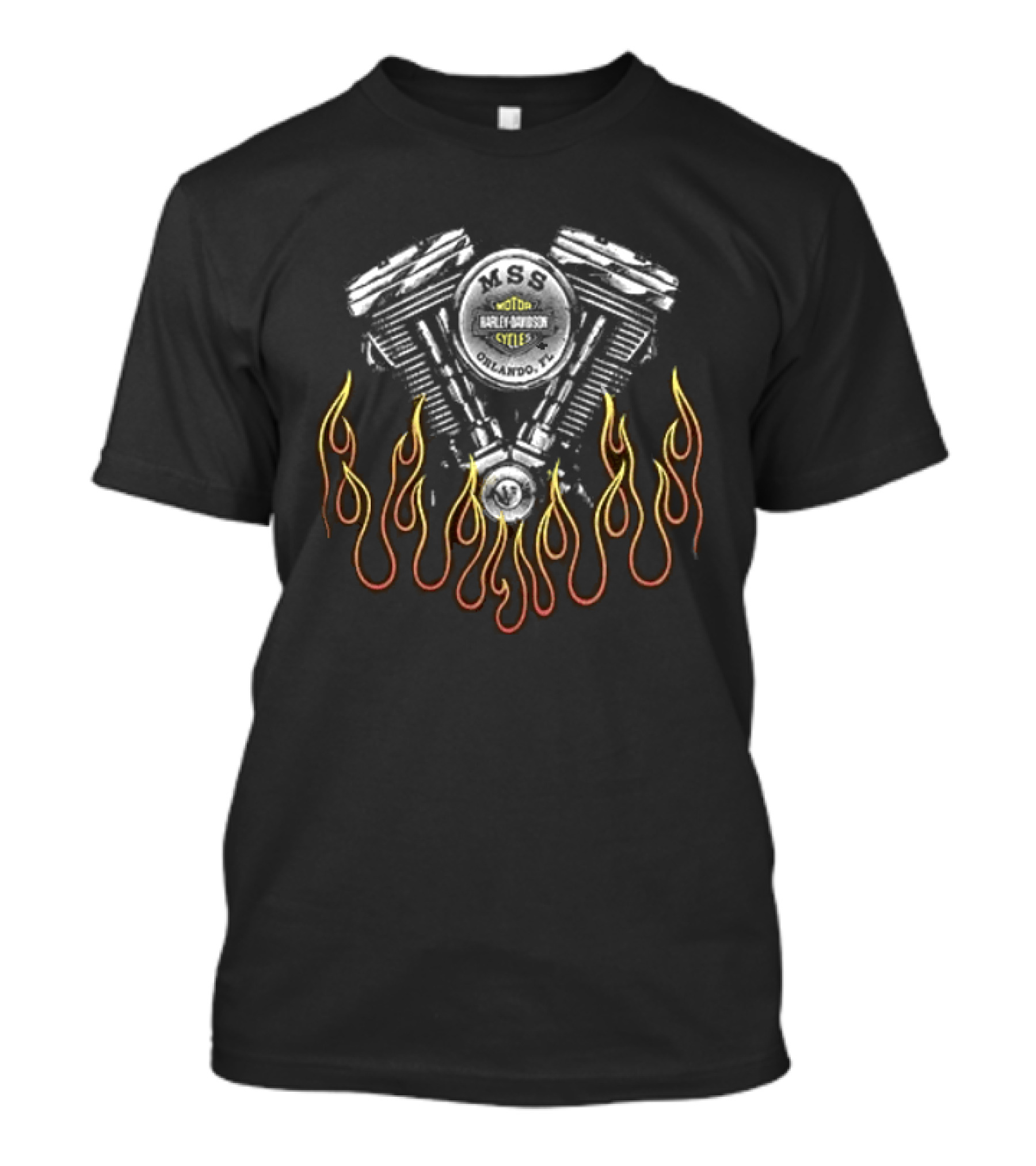 Harley Davidson Motorcycles Engine With Flames T-Shirt