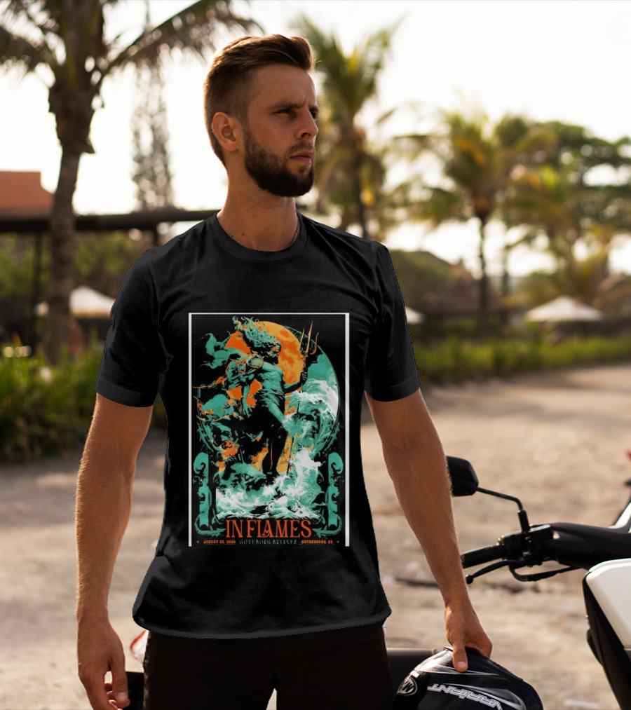 In Flames Göteborg Brinner August 22 2026 Poseidon Trident Concert Event Gothenburg SE T-Shirt