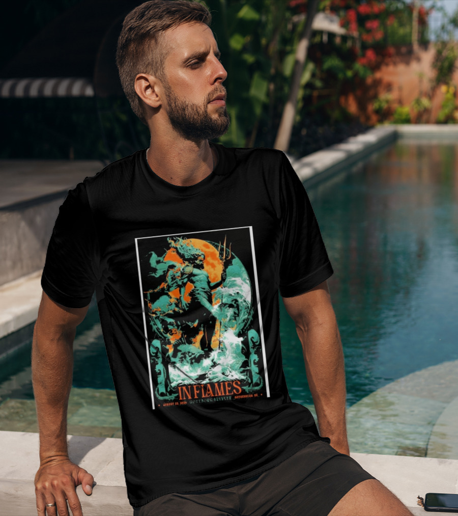 In Flames Göteborg Brinner August 22 2026 Poseidon Trident Concert Event Gothenburg SE T-Shirt