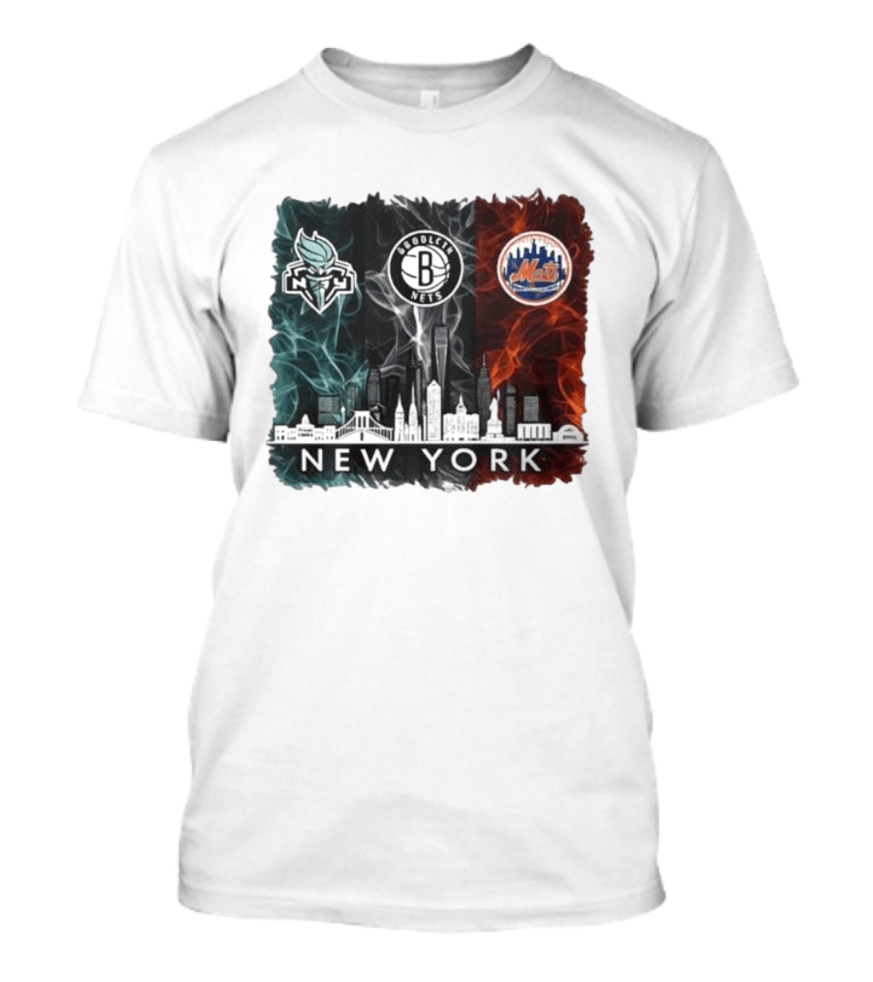 Brooklyn Nets New York Mets Liberty 2026 Celebration Skyline T-Shirt