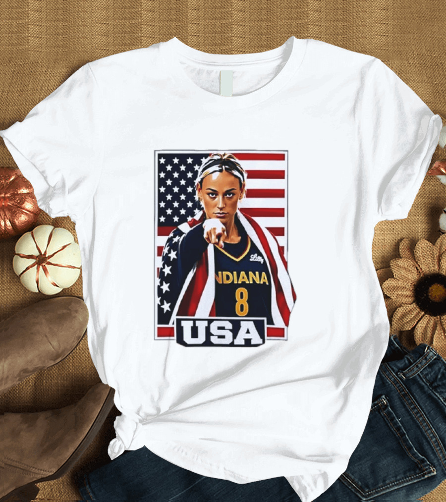 Lexie Hull Indiana Fever 8 USA WNBA Basketball Flag T-Shirt