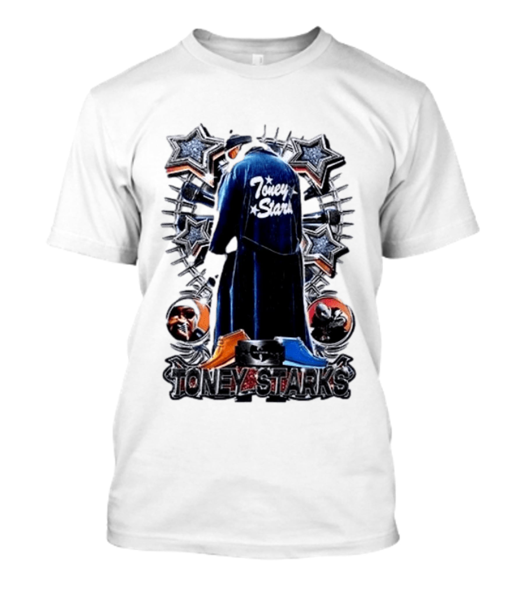 Toney Starks Blue Coat Star Motif Back Cover Art With Big Pun T-Shirt