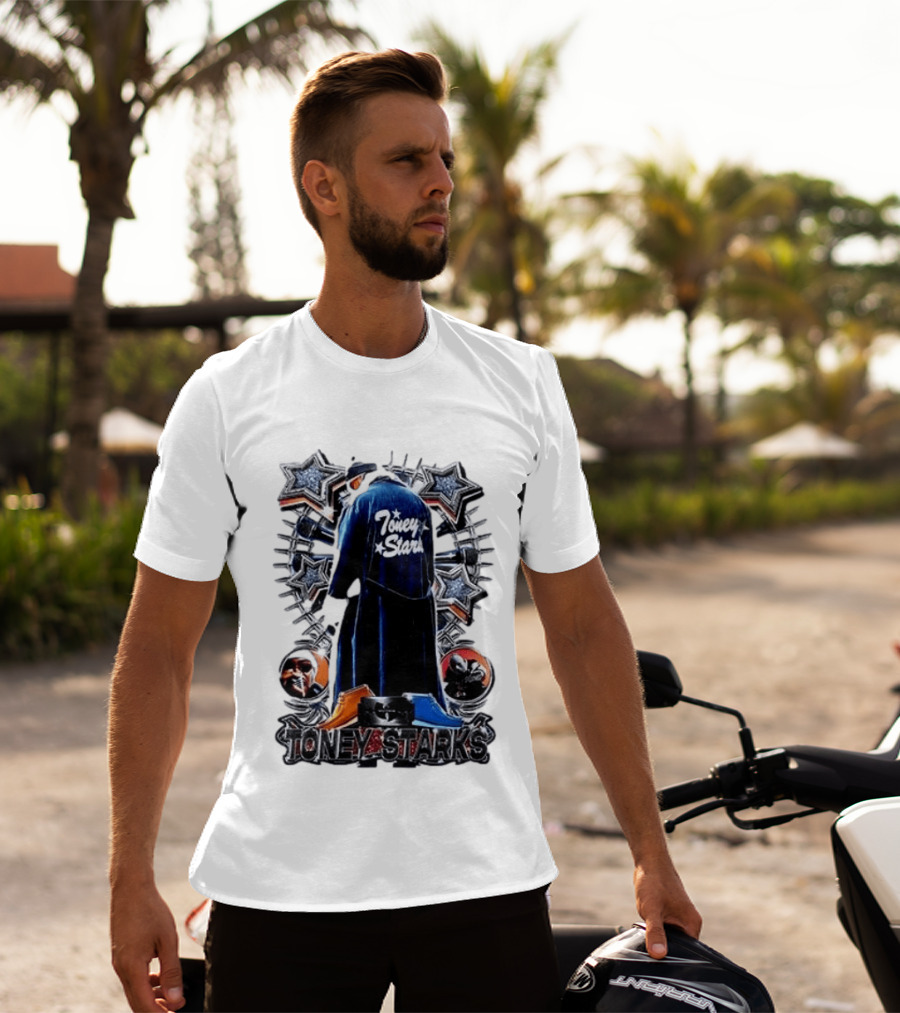 Toney Starks Blue Coat Star Motif Back Cover Art With Big Pun T-Shirt